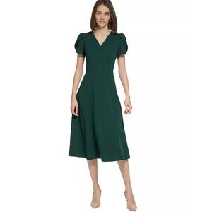 Green Calvin Klein Tulip-Sleeve Midi Dress, 16